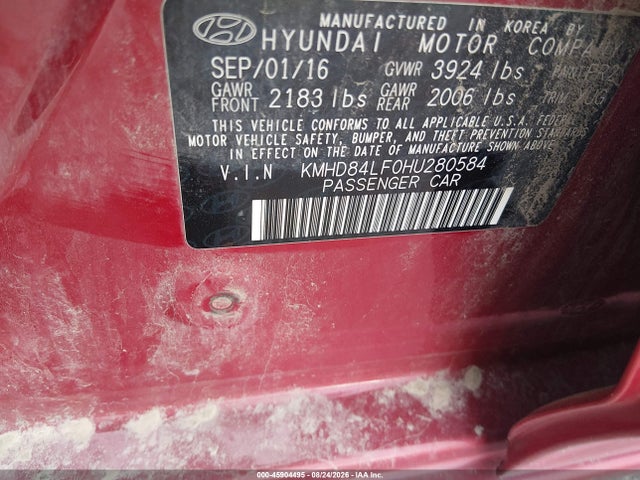 Aukcja sprzedaży 2017 Hyundai Elantra Limited, vin: KMHD84LF0HU280584, numer aukcji: 45904495