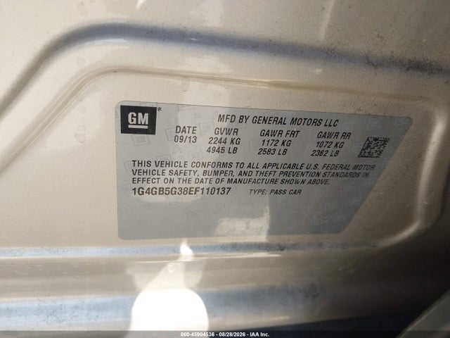 Продаж на аукціоні авто 2014 Buick Lacrosse Leather Group, vin: 1G4GB5G38EF110137, номер лоту: 45904536
