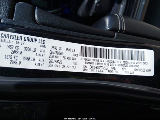 1C4RJFBG6EC321371 Jeep Grand Cherokee Limited