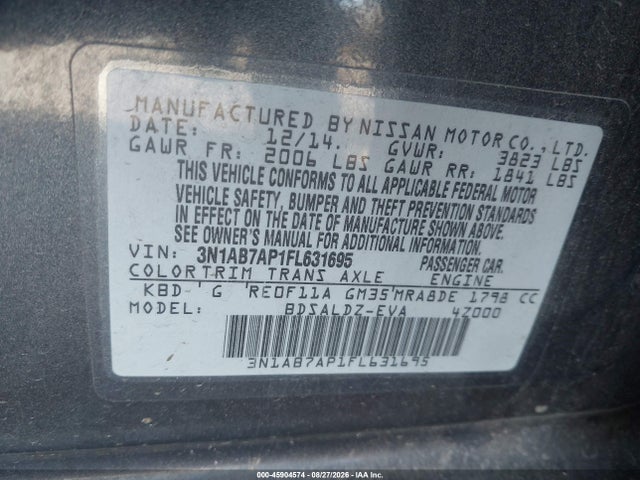 Nissan Sentra Fe+ S/s/sl/sr/sv 2015 3N1AB7AP1FL631695 Image 9