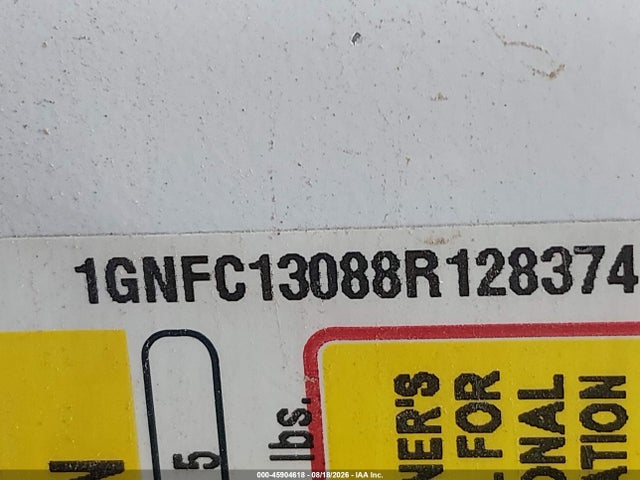 45904618 :رقم المزاد ، 1GNFC13088R128374 vin ، 2008 Chevrolet Tahoe Lt مزاد بيع