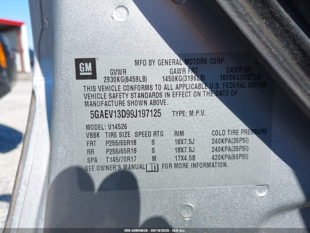 Aukcja sprzedaży 2009 Buick Enclave Cx, vin: 5GAEV13D99J197125, numer aukcji: 45904630