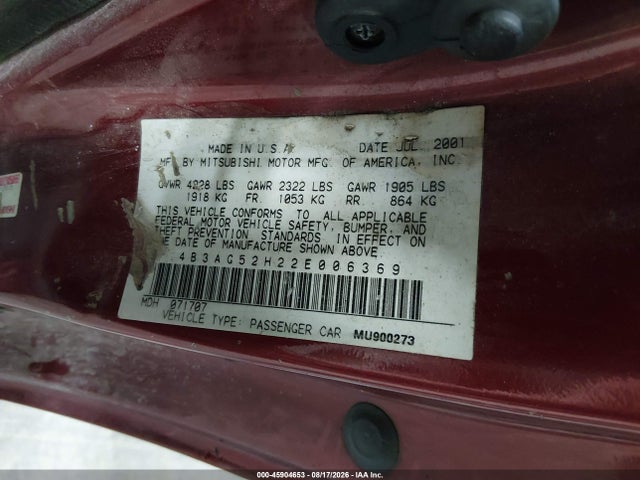 Aukcja sprzedaży 2002 Dodge Stratus R/t, vin: 4B3AG52H22E006369, numer aukcji: 45904653