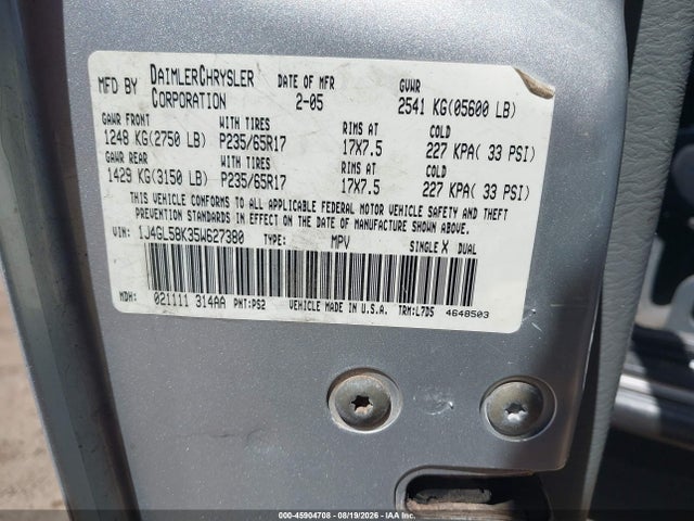 Продаж на аукціоні авто 2005 Jeep Liberty Limited Edition, vin: 1J4GL58K35W627380, номер лоту: 45904708