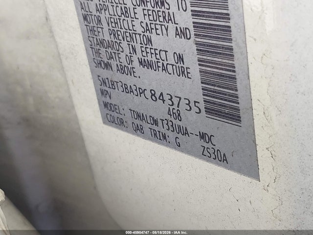 5N1BT3BA3PC843735 Nissan Rogue Sv Fwd