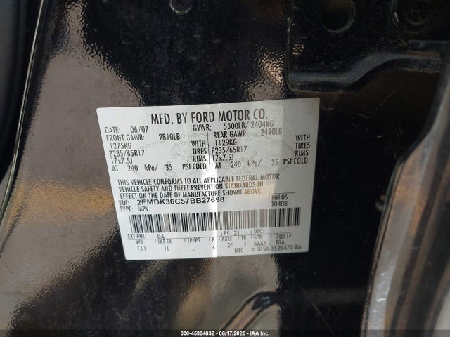 Aukcja sprzedaży 2007 Ford Edge Se, vin: 2FMDK36C57BB27698, numer aukcji: 45904832