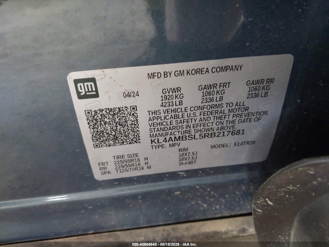 Aukcja sprzedaży 2024 Buick Encore Gx Preferred Fwd, vin: KL4AMBSL5RB217681, numer aukcji: 45904845