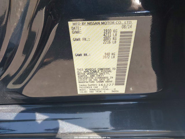 Продажа на аукционе авто 2015 Nissan Altima 2.5 S, vin: 1N4AL3AP0FC161227, номер лота: 45904868