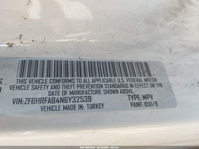 2022 Ram Promaster City Cargo Van მანქანა იყიდება აუქციონზე, vin: ZFBHRFAB4N6Y32539, აუქციონის ნომერი: 45904929