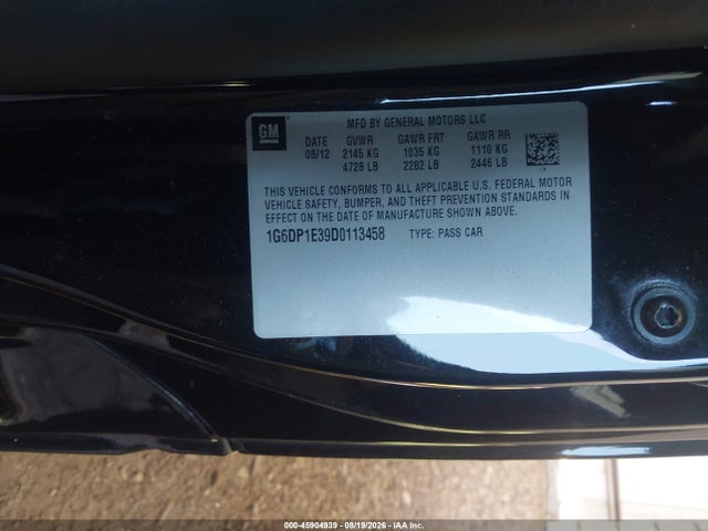 Aukcja sprzedaży 2013 Cadillac Cts Premium, vin: 1G6DP1E39D0113458, numer aukcji: 45904939