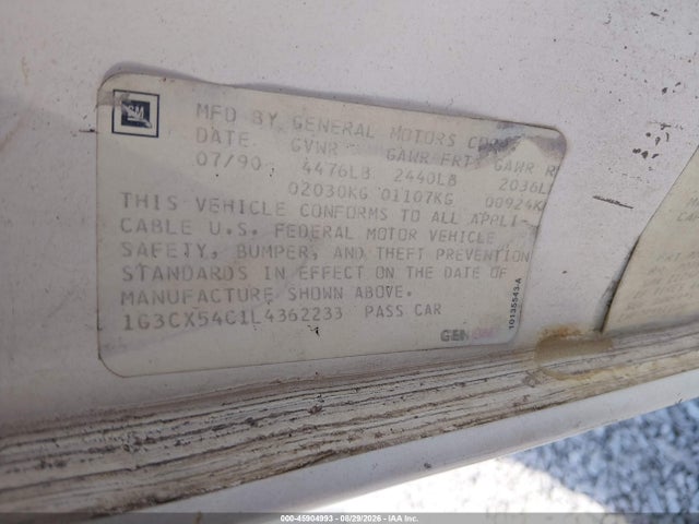 Aukcja sprzedaży 1990 Oldsmobile 98 Regency, vin: 1G3CX54C1L4362233, numer aukcji: 45904993
