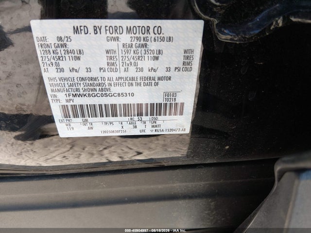 Продаж на аукціоні авто 2025 Ford Explorer St, vin: 1FMWK8GC0SGC85310, номер лоту: 45904997