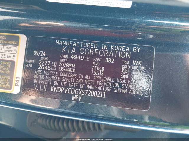 Aukcja sprzedaży 2025 Kia Sportage Hybrid Ex, vin: KNDPVCDGXS7200211, numer aukcji: 45904998