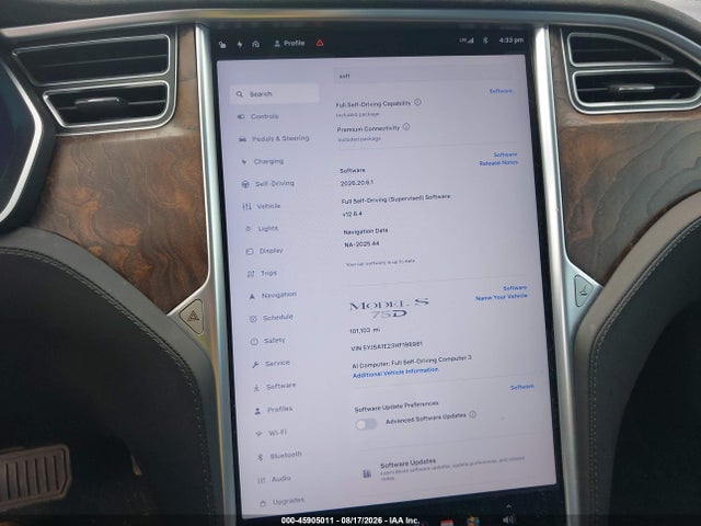 Tesla Model S 100d/60d/75d/90d/p100d 2017 5YJSA1E23HF198981 Image 18