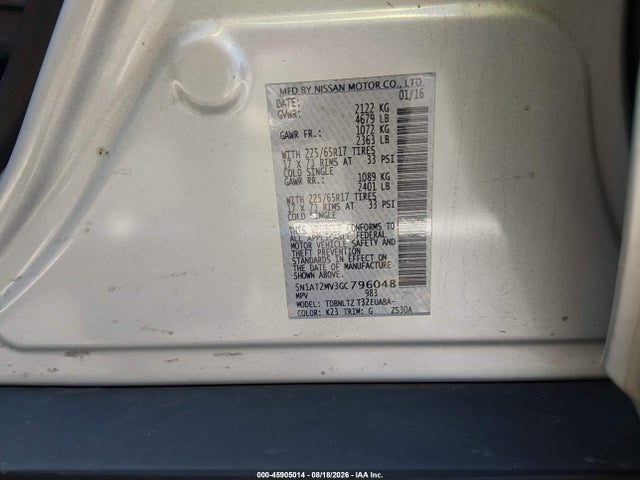 Nissan ROGUE SV 2016 5N1AT2MV3GC796048 Image 9