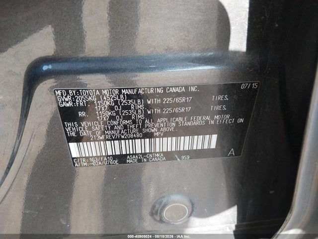 Toyota Rav4 Xle 2015 2T3WFREV7FW208480 Image 9