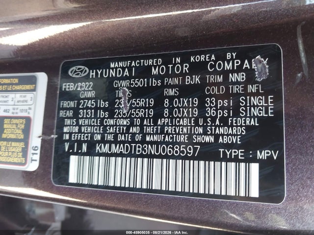 Продажа на аукционе авто 2022 Genesis Gv70 2.5t Awd, vin: KMUMADTB3NU068597, номер лота: 45905035