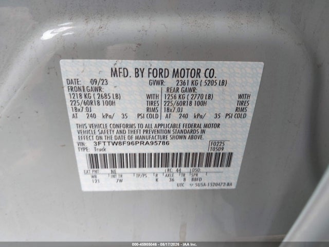 Продаж на аукціоні авто 2023 Ford Maverick Xlt, vin: 3FTTW8F96PRA95786, номер лоту: 45905046