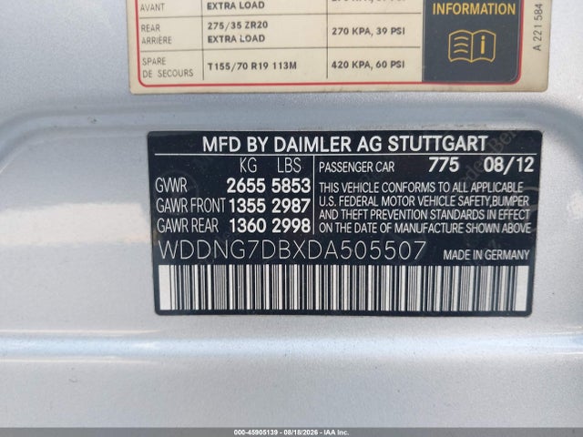 Продаж на аукціоні авто 2013 Mercedes-benz S 550, vin: WDDNG7DBXDA505507, номер лоту: 45905139