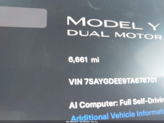 Продаж на аукціоні авто 2026 Tesla Model Y All-wheel Drive/long Range Launch Series/premium All-wheel Drive, vin: 7SAYGDEE9TA678701, номер лоту: 45905223