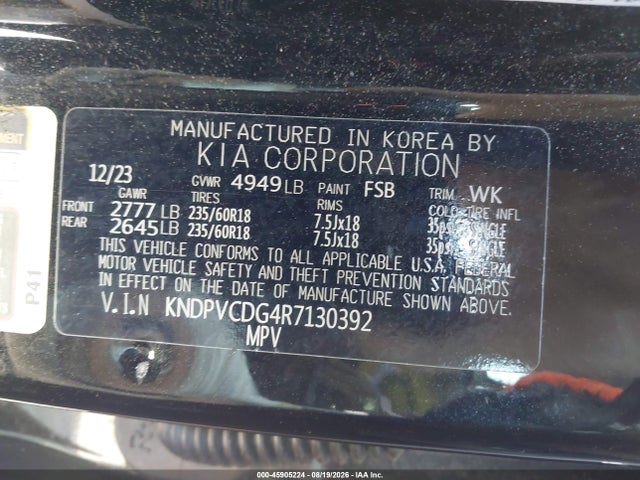 2024 Kia Sportage Hybrid Ex მანქანა იყიდება აუქციონზე, vin: KNDPVCDG4R7130392, აუქციონის ნომერი: 45905224