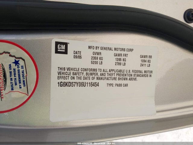 Продаж на аукціоні авто 2006 Cadillac Dts 1sb, vin: 1G6KD57Y06U116454, номер лоту: 45905235