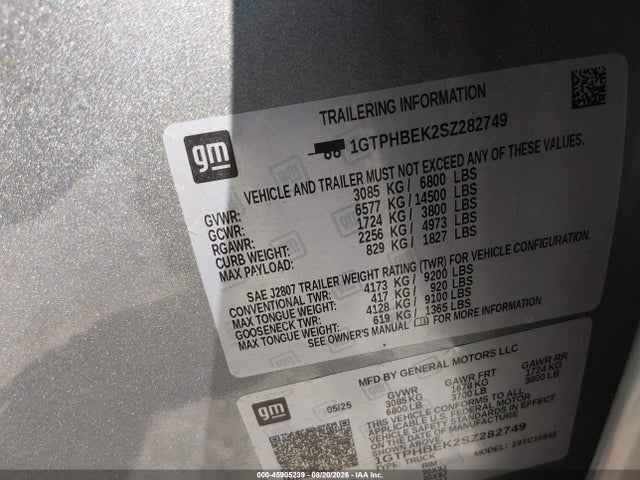Aukcja sprzedaży 2025 Gmc Sierra 1500 2wd  Short Box Sle, vin: 1GTPHBEK2SZ282749, numer aukcji: 45905239