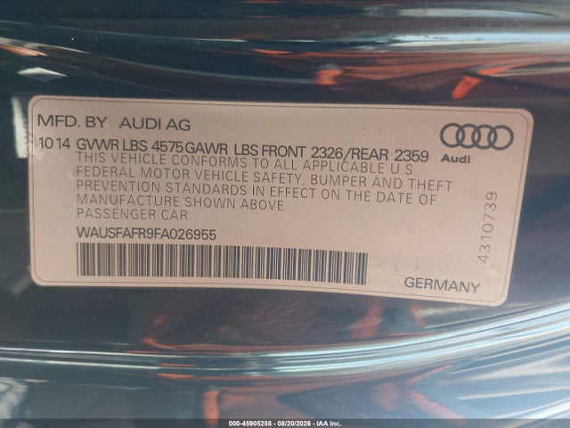 WAUSFAFR9FA026955 Audi A5 2.0t Premium