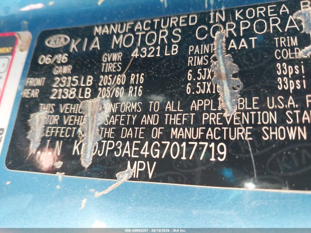 Продаж на аукціоні авто 2016 Kia Soul Ev, vin: KNDJP3AE4G7017719, номер лоту: 45905297