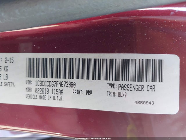 Продаж на аукціоні авто 2015 Chrysler 200 S, vin: 1C3CCCDG7FN673980, номер лоту: 45905344