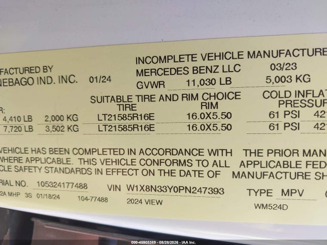 Mercedes Sprinter 3500xd 2024 W1X8N33Y0PN247393 Image 9