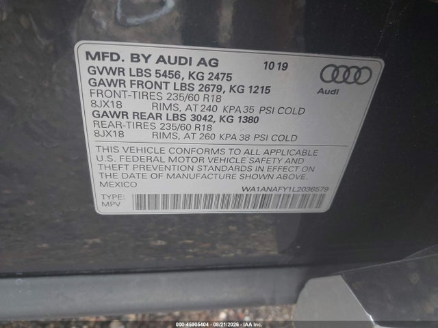 2020 Audi Q5 Premium 45 Tfsi Quattro S Tronic მანქანა იყიდება აუქციონზე, vin: WA1ANAFY1L2036579, აუქციონის ნომერი: 45905404