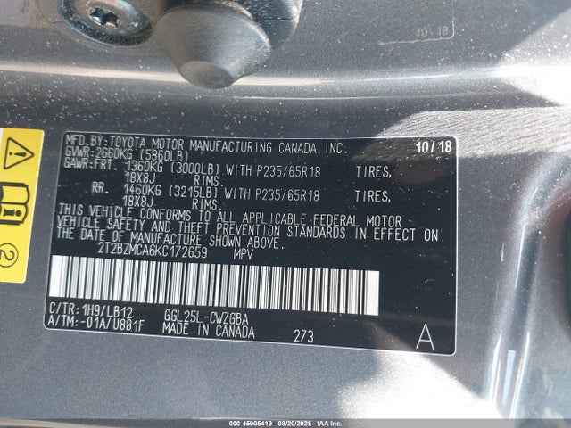 2019 Lexus Rx 350 მანქანა იყიდება აუქციონზე, vin: 2T2BZMCA6KC172659, აუქციონის ნომერი: 45905419
