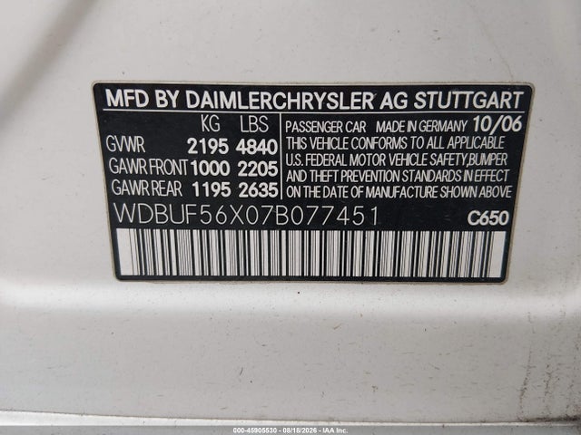Продаж на аукціоні авто 2007 Mercedes-benz E 350, vin: WDBUF56X07B077451, номер лоту: 45905530
