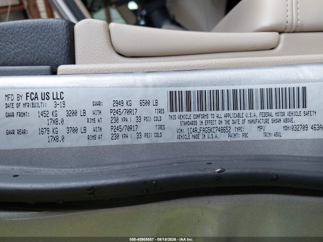 Aukcja sprzedaży 2019 Jeep Grand Cherokee Laredo E 4x4, vin: 1C4RJFAG5KC748652, numer aukcji: 45905557