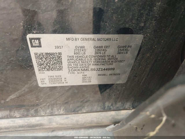 Продажа на аукционе авто 2018 Gmc Acadia Slt-1, vin: 1GKKNMLS9JZ144999, номер лота: 45905590