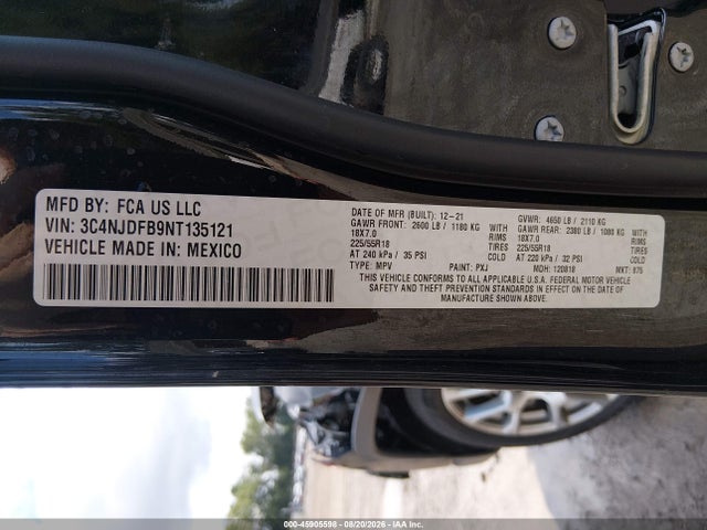 Продажа на аукционе авто 2022 Jeep Compass Latitude Lux 4x4, vin: 3C4NJDFB9NT135121, номер лота: 45905598