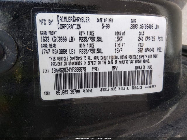 Продажа на аукционе авто 2000 Dodge Durango, vin: 1B4HS28Z4YF286579, номер лота: 45905654