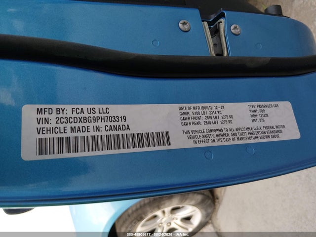 2023 Dodge Charger Sxt მანქანა იყიდება აუქციონზე, vin: 2C3CDXBG9PH703319, აუქციონის ნომერი: 45905677
