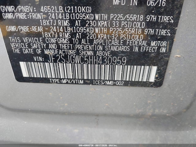 Subaru Forester 2.0xt Touring 2017 JF2SJGWC5HH430959 Image 9
