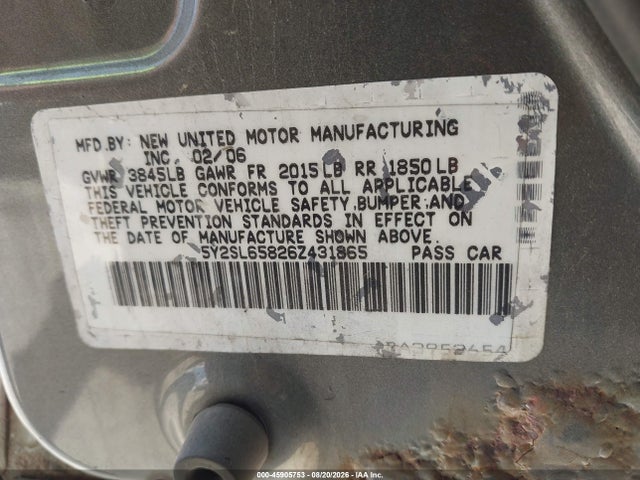 45905753 :رقم المزاد ، 5Y2SL65826Z431865 vin ، 2006 Pontiac Vibe مزاد بيع