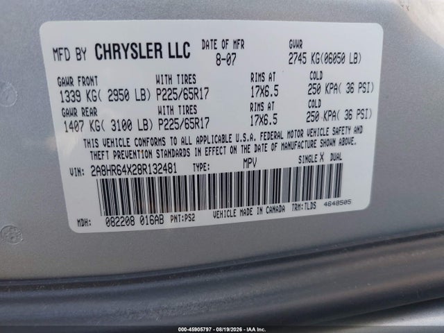 Aukcja sprzedaży 2008 Chrysler Town & Country Limited, vin: 2A8HR64X28R132481, numer aukcji: 45905797
