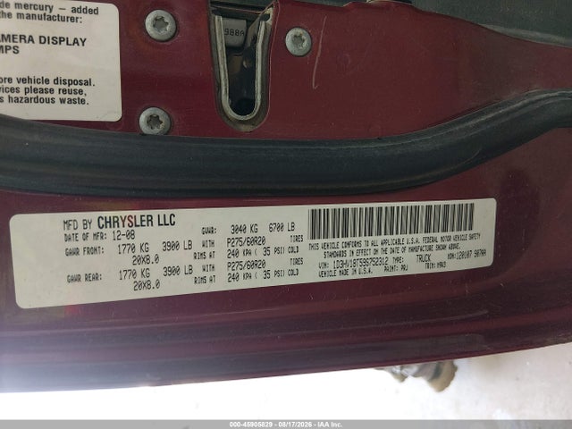 Aukcja sprzedaży 2009 Dodge Ram 1500 Slt/sport/trx, vin: 1D3HV18T59S752312, numer aukcji: 45905829