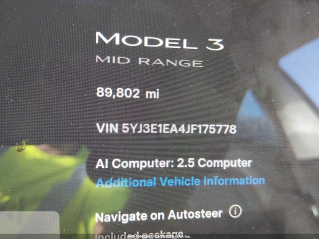 Tesla Model 3 Long Range/mid Range 2018 5YJ3E1EA4JF175778 Image 7