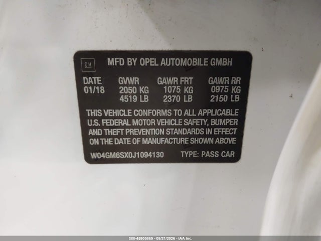Продажа на аукционе авто 2018 Buick Regal Sportback Preferred Ii, vin: W04GM6SX0J1094130, номер лота: 45905869