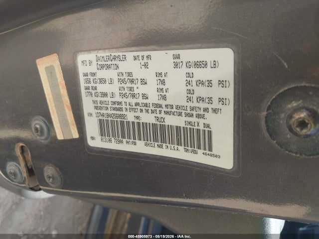 Aukcja sprzedaży 2002 Dodge Ram 1500 St, vin: 1D7HA18NX2S608921, numer aukcji: 45905973