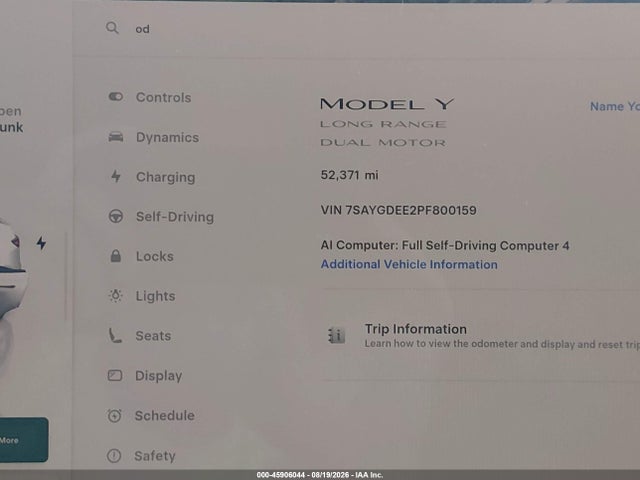 Aukcja sprzedaży 2023 Tesla Model Y Awd/long Range Dual Motor All-wheel Drive, vin: 7SAYGDEE2PF800159, numer aukcji: 45906044