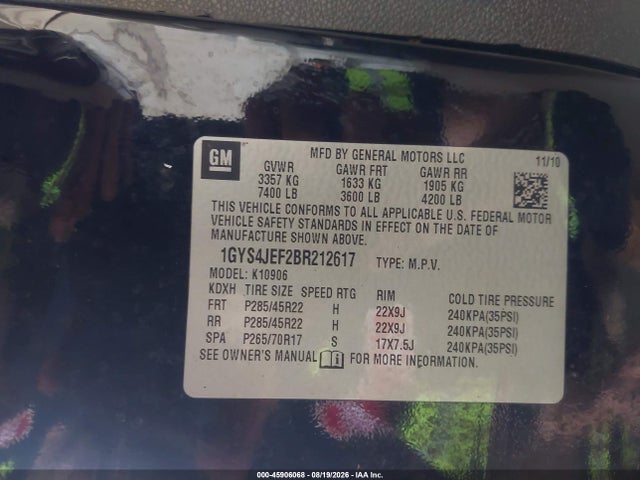 Aukcja sprzedaży 2011 Cadillac Escalade Esv Premium, vin: 1GYS4JEF2BR212617, numer aukcji: 45906068