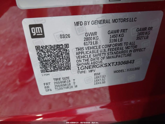 Chevrolet Traverse Fwd Lt 2026 1GNERGKSXTJ306843 Image 9
