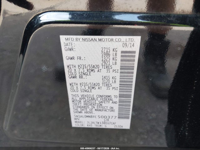 Продаж на аукціоні авто 2015 Infiniti Qx60, vin: 5N1AL0MN8FC500377, номер лоту: 45906237